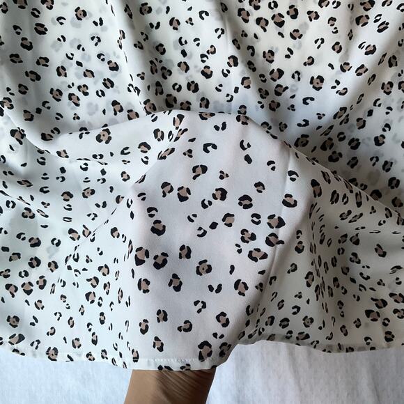 Elle Women’s 3/4 Sleeve Leopard Print Semi Sheer Blouse size XL, Off White - Picture 7 of 9